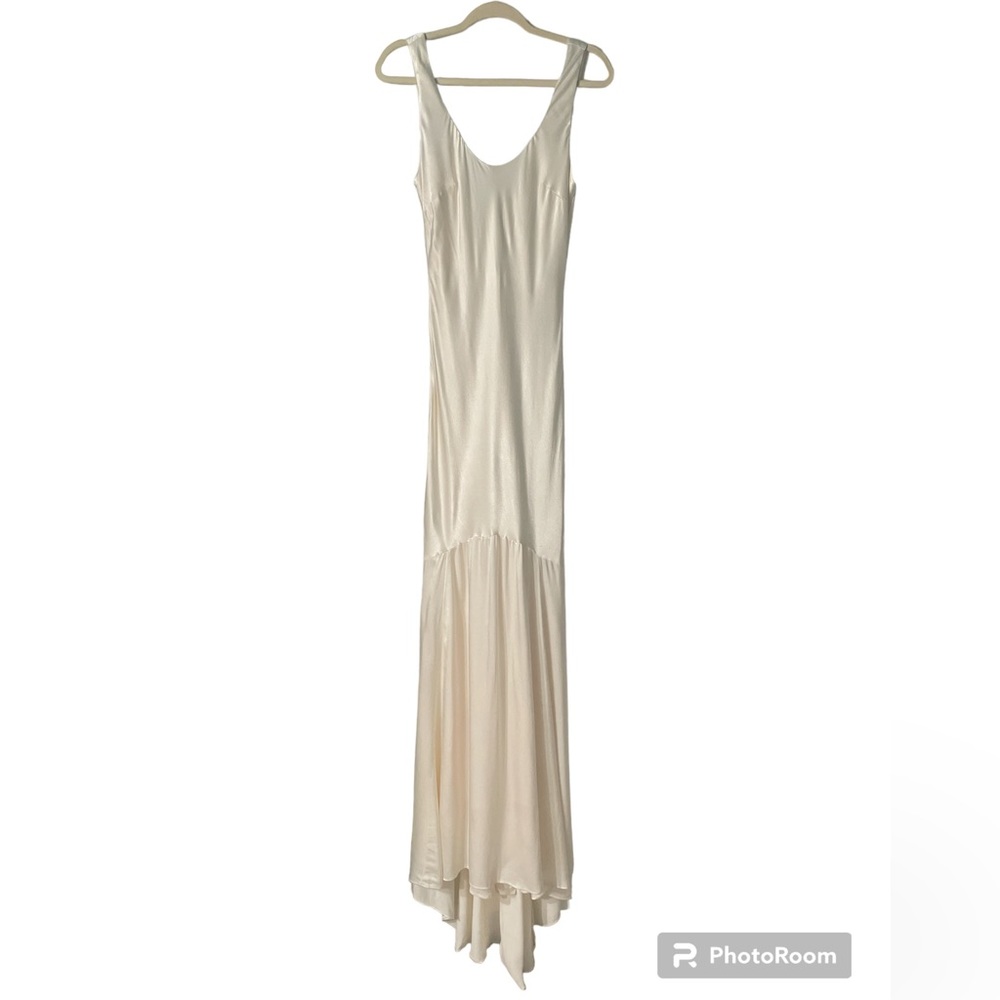 Lulu's Ivory Satin Slip Mermaid Gown - Picture 4 of 16
